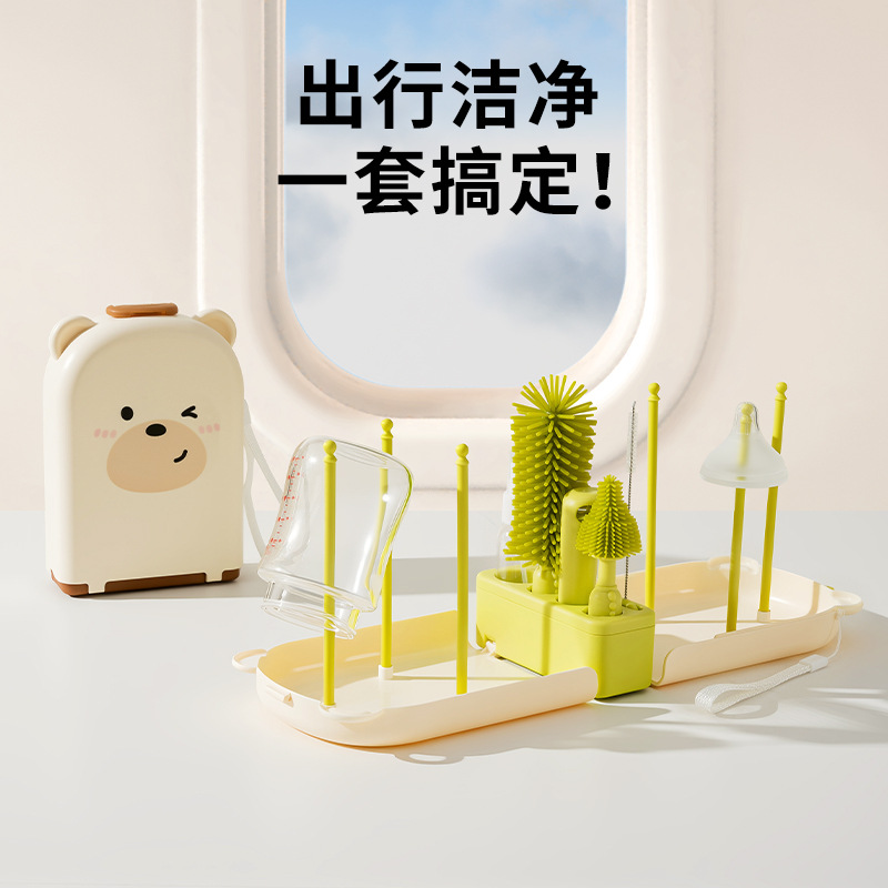 Cepillo de limpieza especial portátil para bebés recién nacidos, caja de almacenamiento de paquetes de viajes, conjunto de cepillos de limpieza de silicona