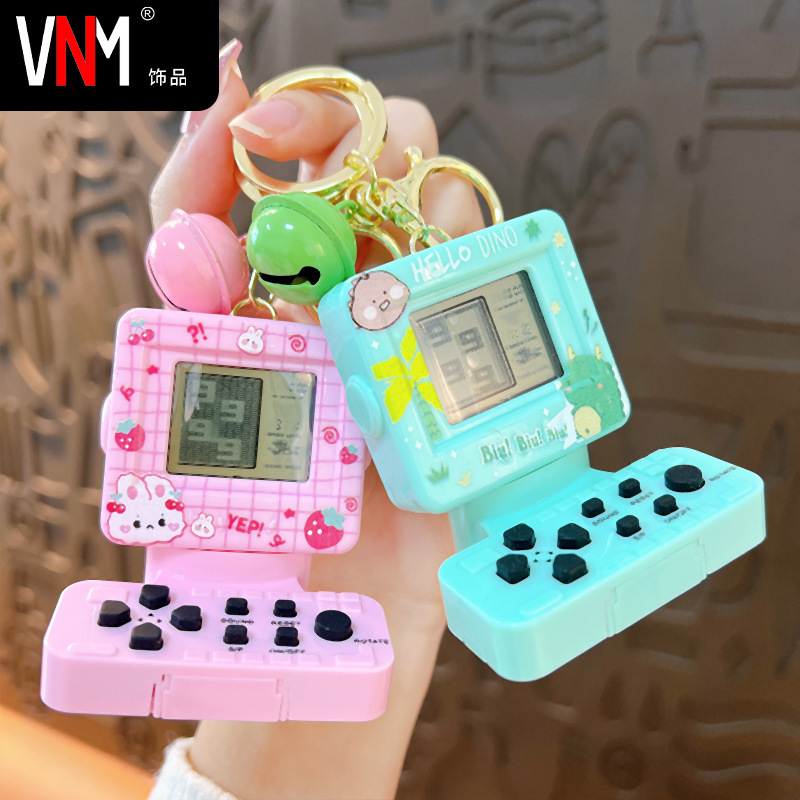 Tetris Game Console Keychain Mini Computer Handheld Game Decompression Toy Wholesale Creative Keychain