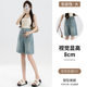 9056F Pregnant Women's Side Drawstring Stretch Lyocell Tencel Denim Shorts Outer Wear Casual Simple Summer Pants