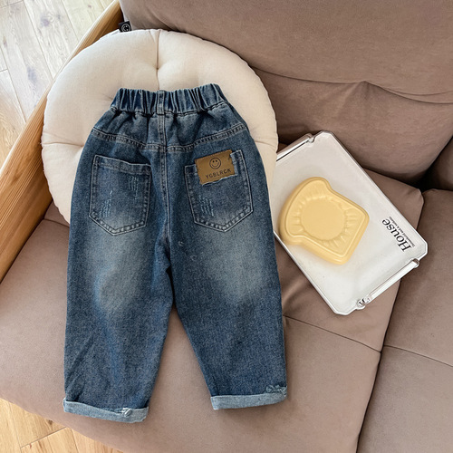 Children's Korean style jeans spring and autumn 2024 new boys' pants baby boy blue denim trousers trendy foreign trade