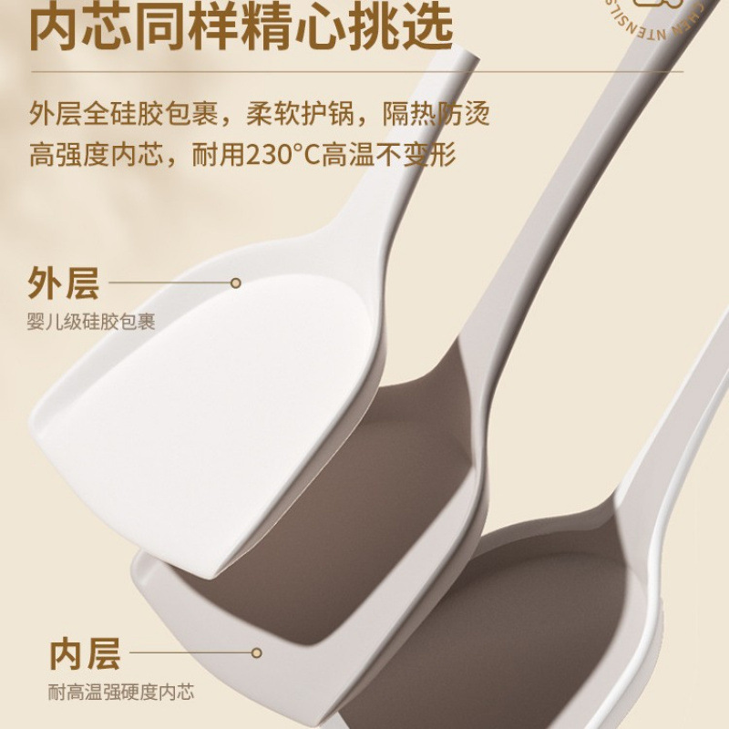 Espátula olla antiadherente para el hogar, cuchara de cocina resistente a altas temperaturas de silicona especial, cuchara de sopa, juego de utensilios de cocina de grado alimenticio, cuchara