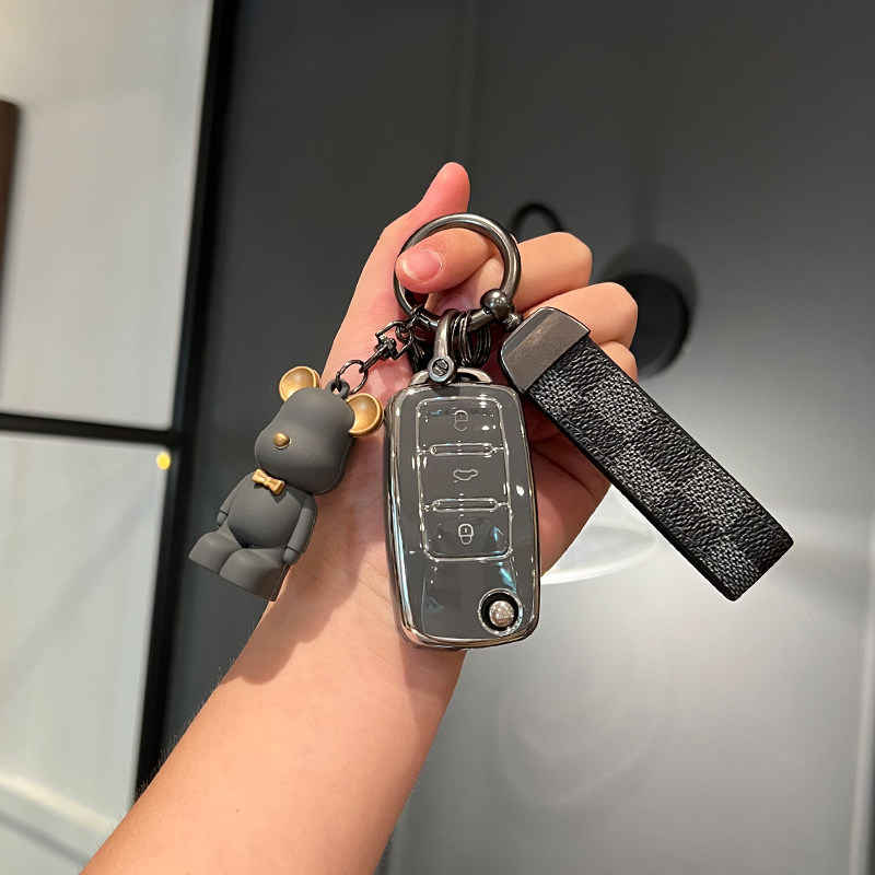 시니어 그레이 + 블랙 체크 무늬 로프 + 그레이 폭력적인 곰