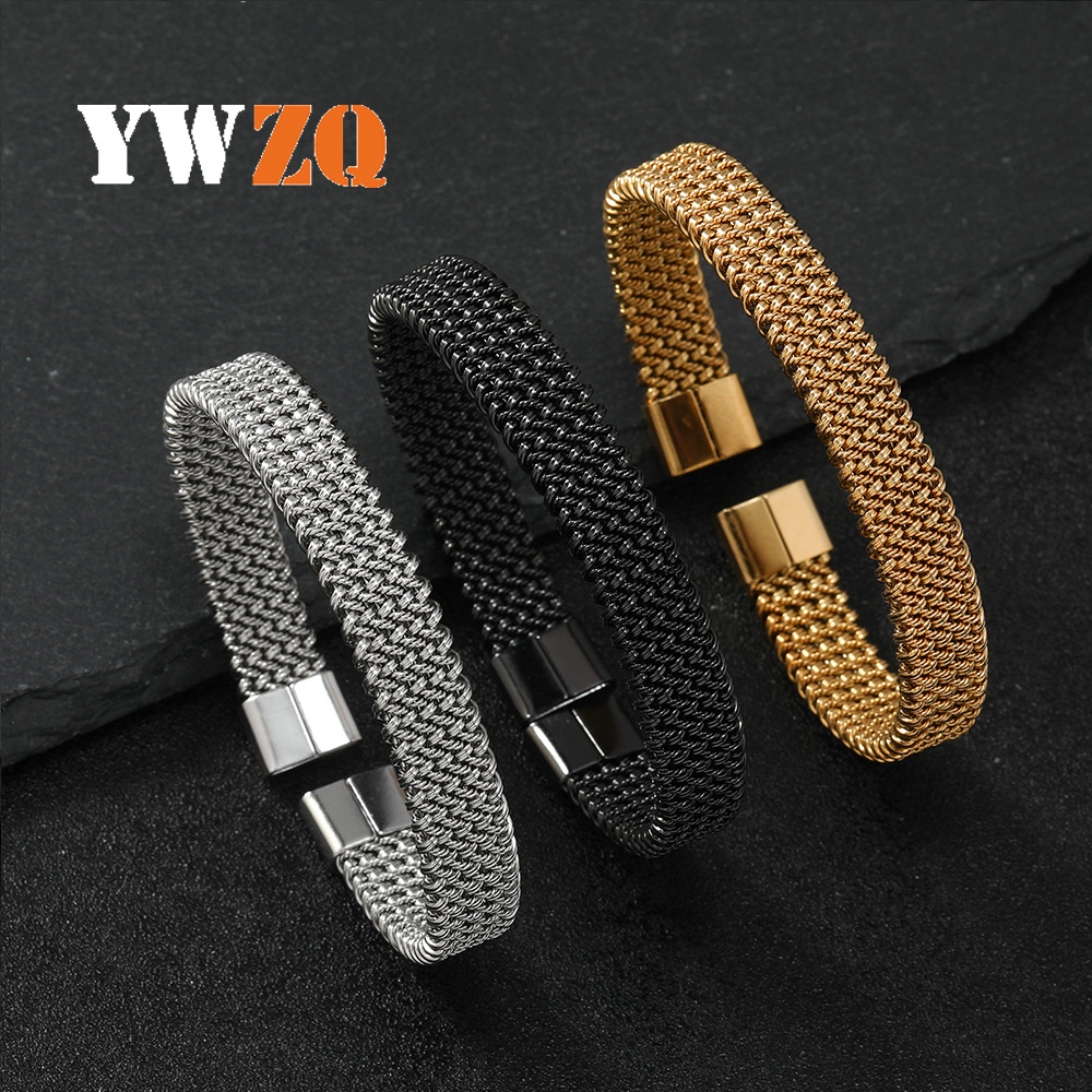 Hot selling fashion stainless bracelet, niche wave opening wire titanium steel elastic bracelet jewelry_voghion.com