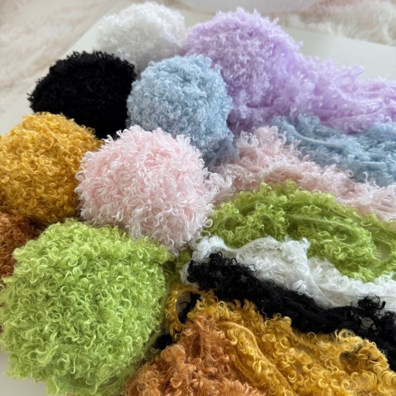 Creative Handmade DIY Bean Pod Doll Wig Plush Teddy Curly Yarn Wool Loop Yarn Doll Accessories Cheap