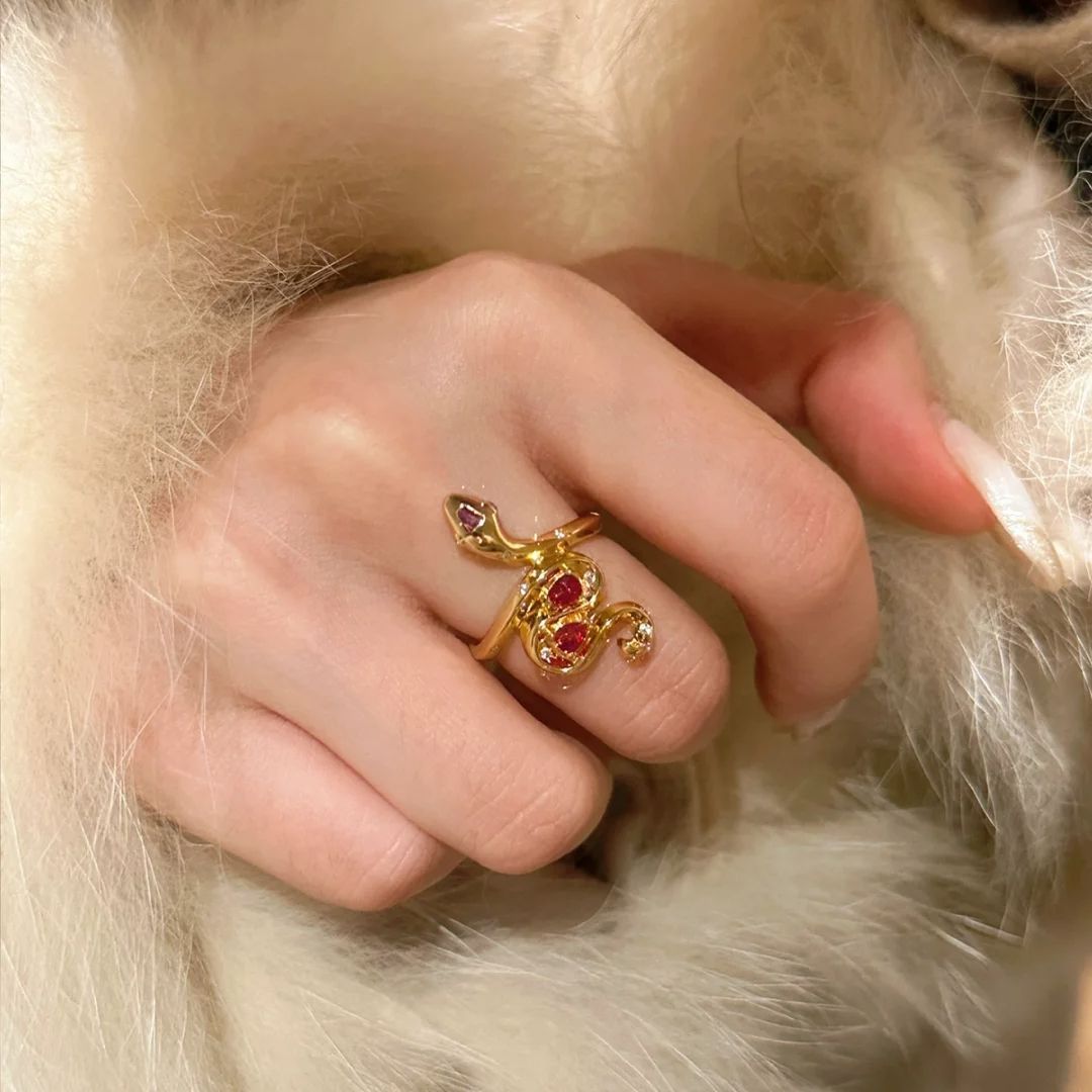 7g Weight Open Rings Classification 1 Piece Quantity Casual, Daily Occasion Copper Material Snake Pattern All Seasons Season Women's Gender Chinoiserie, Vintage Style Style Wholesale Jewelry Chinoiserie Vintage Style Snake Copper Open Rings 7