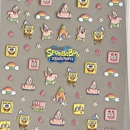 Cute Cartoon Spongebob Pie Star 5D Nail Art Stickers for Students High-Looking Three-Dimensional Relief Adhesive Nail Stickers Cute Cartoon Spongebob Pie Star 5D Nail Art Stickers for Students High-Looking Three-Dimensional Relief Adhesive Nail Stickers