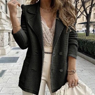 European and American Cross-border Foreign Trade Women's Clothing Amazon Short Texture Casual Top Long Sleeve Jacket Coat Autumn and Winter New Women