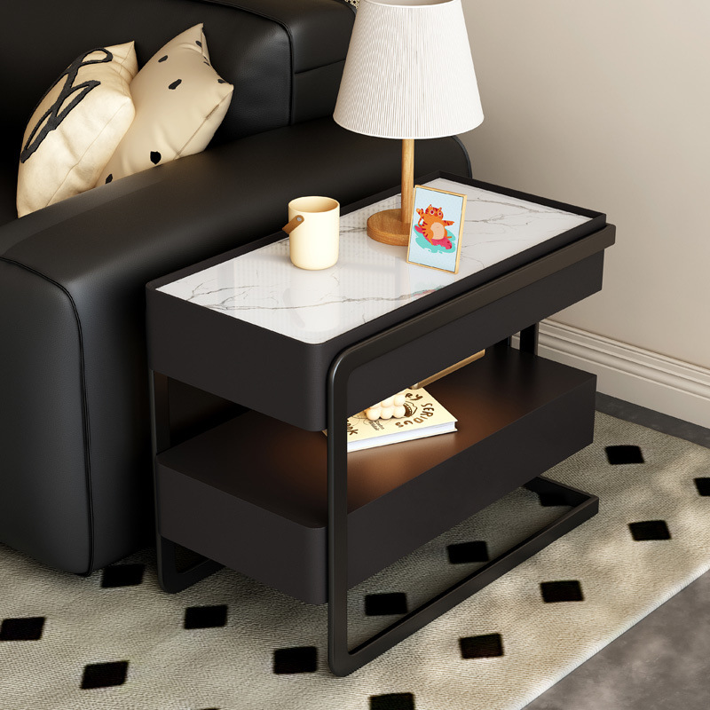 Gabinete de almacenamiento de sala de estar de lujo ligero móvil sofá de madera sólida gabinete lateral de mesa de té casero gabinete lateral de sofá gabinete lateral