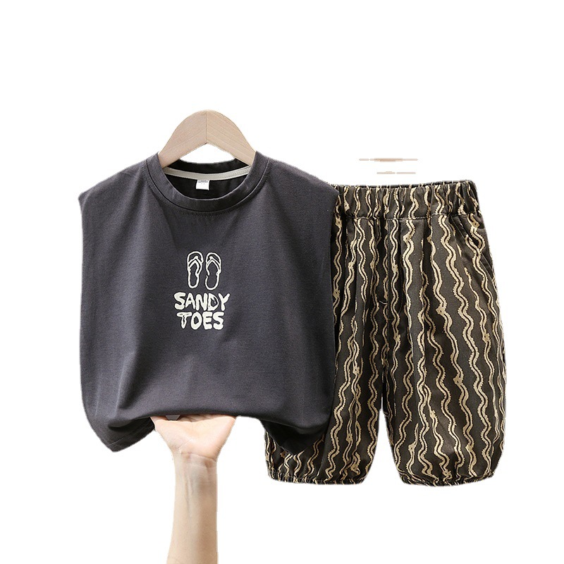 3527 ropa de verano para niños traje de niños verano 2023 nuevos niños chaleco sin mangas para Bebés Ropa exterior traje de dos piezas