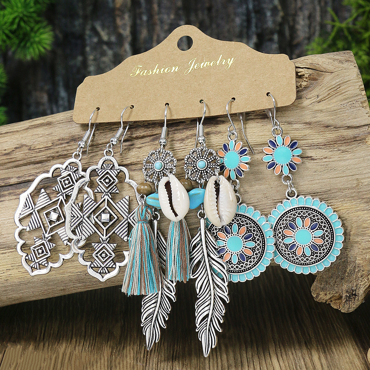 Alloy Material 1 Set Retro Color Block Tree Leaves Tassel Alloy Women's Drop Earrings Earrings