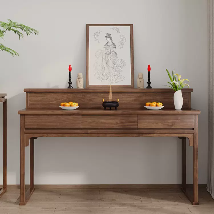 实木供桌香案家用黑胡桃佛堂简约供佛台新中式供奉台现代贡台神台