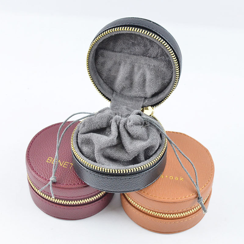 简约圆形多层首饰盒 首饰珠宝便携式收纳盒 PU皮盒子创意礼品盒