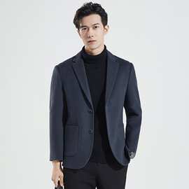 抖音爆款100%全羊毛双面呢大衣男士春秋加厚毛呢西服装长袖外套