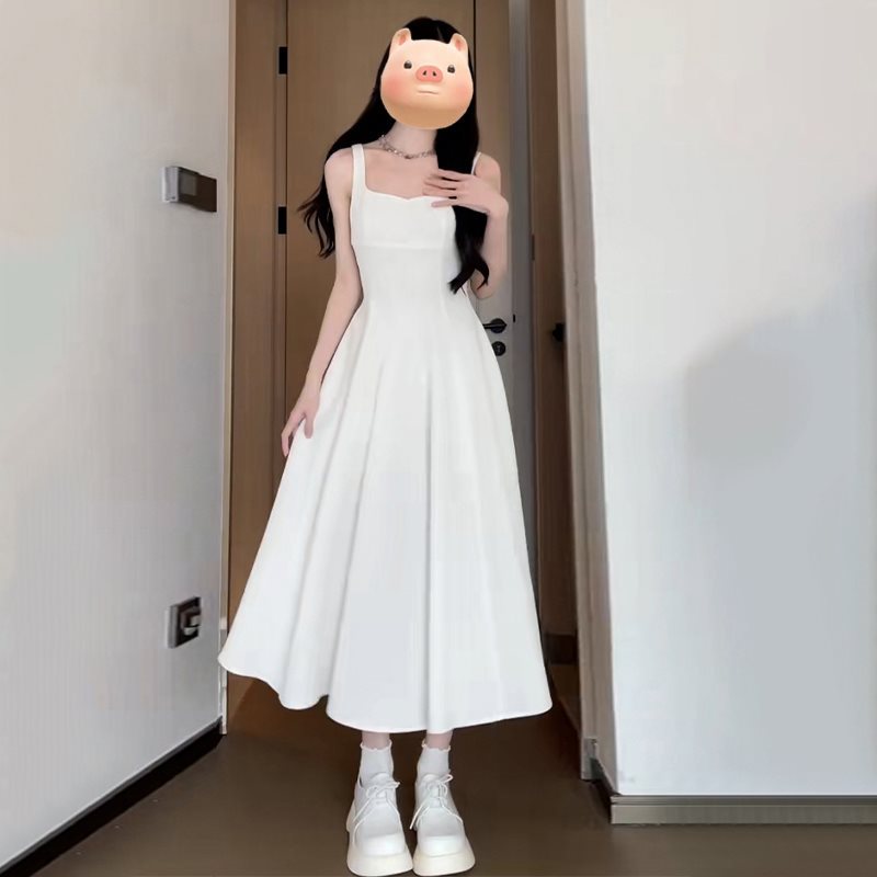 2024 새로운 초가을 원피스 작은 흰색 원피스 어린이 여름 하이 엔드 허리 긴 원피스 세트