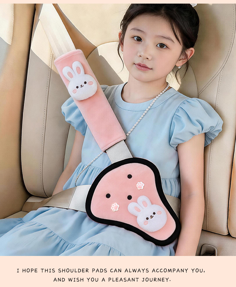 Cute car seatbelt shoulder pad decoration for children, car-mounted anti-neck-strangling baby protector with adjustable strap