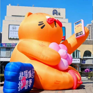 定制大型橘猫花朵卡通气模定制广告充气模型人偶吉祥物商场美陈