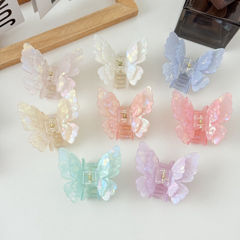 Xinzhimeng Jewelry New Korean Style Korean Style Colorful Double Layer Butterfly Clip Ins Cross-Border Popular Hair Tail Clip
