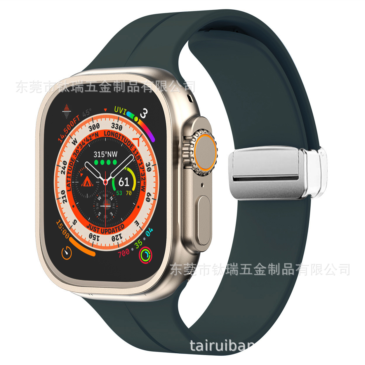 Adecuado para Apple correa de silicona Apple Watch 8ultra Apple magnética plegable hebilla Correa sin imán gota