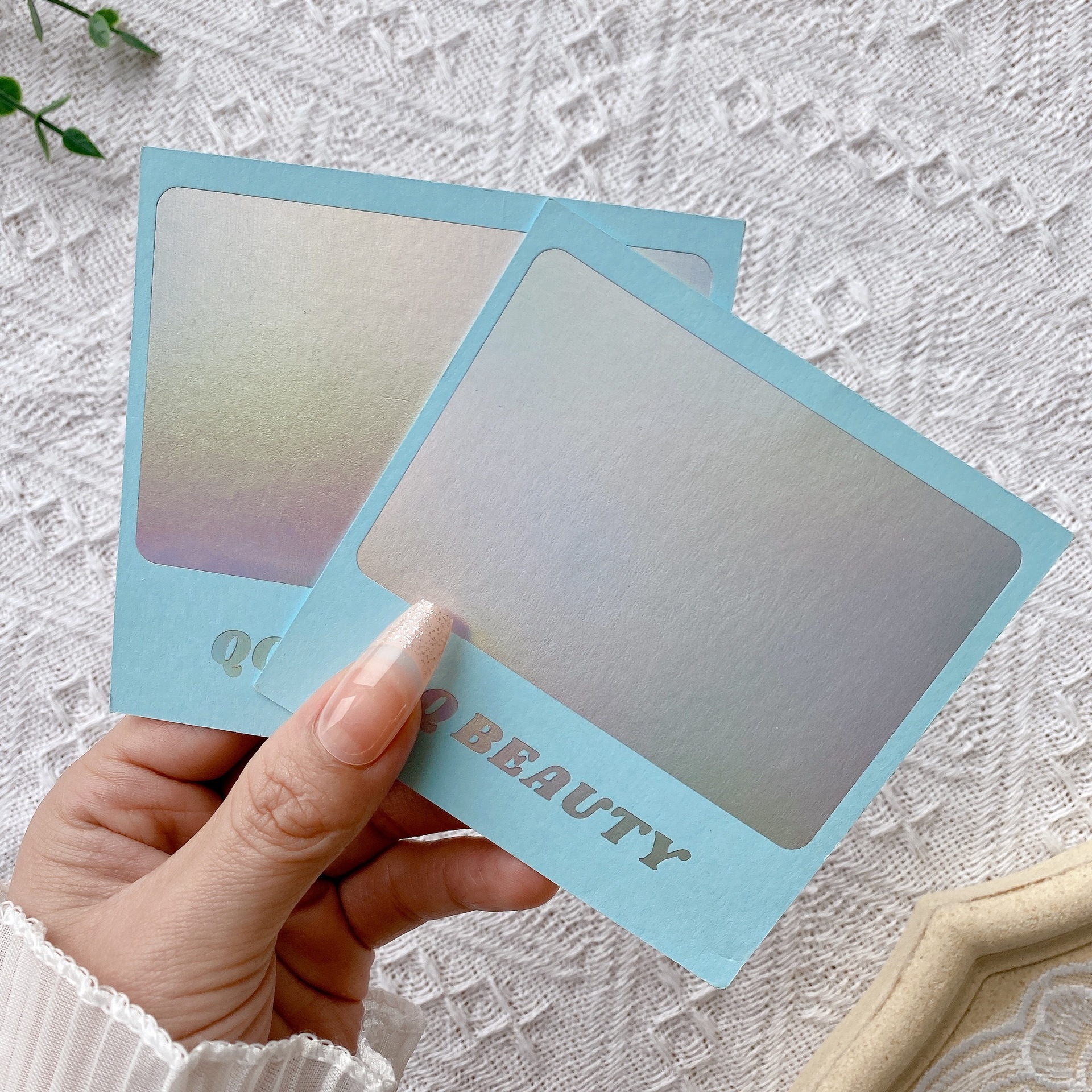 跨境新款穿戴甲卡片美甲展示卡纸批发加厚粉色纸板ins风纸卡轻奢