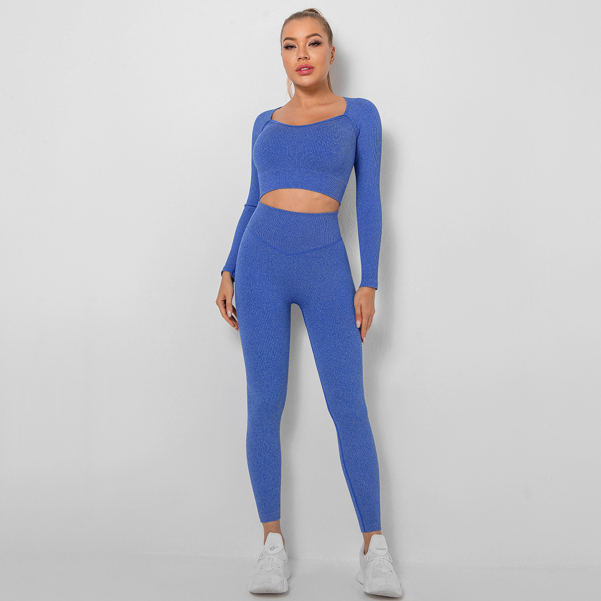 Sports Solid Color Nylon Tracksuit T-shirt Leggings display picture 1