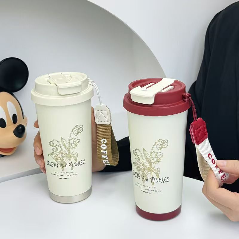 2025 新ストローベルベラフラワーウォーターカップ高価値カップオフィスコーヒータンブラーポータブル|undefined