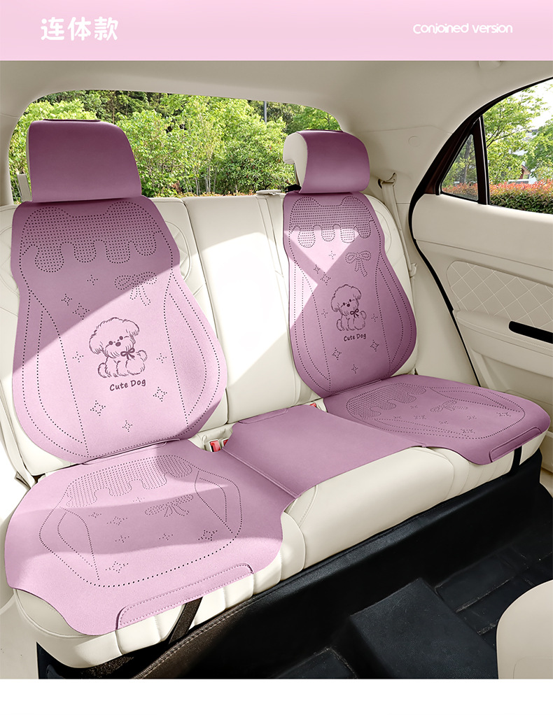 Car Seat Cushion Cartoon Suede Half-Cover Seat Cover New Style Cute Breathable Car Seat Cushion for Women