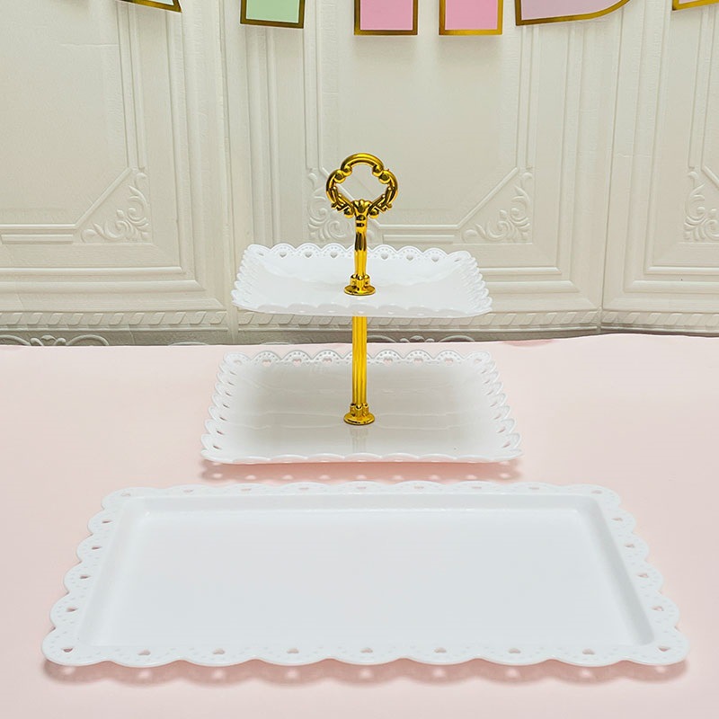 Decoración de postres de cumpleaños estante de exhibición de boda europea estante de frutas estante de pastel de plástico bandeja de bocadillos