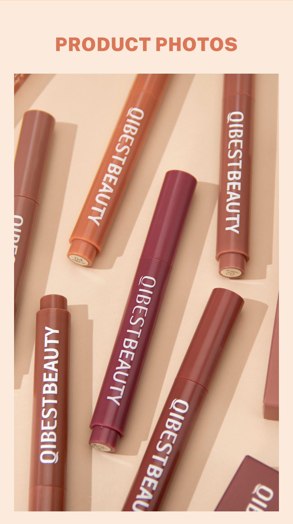 QIBEST Cross-border Smooth matte Lipstick is light, does not dry out and does not fade easily. It is a lipstick pen and makeup product in stock undefined