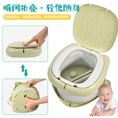 Portable children's folding toilet seat, high-speed train and airplane toilet cover, travel toilet with random color waterproof bag
