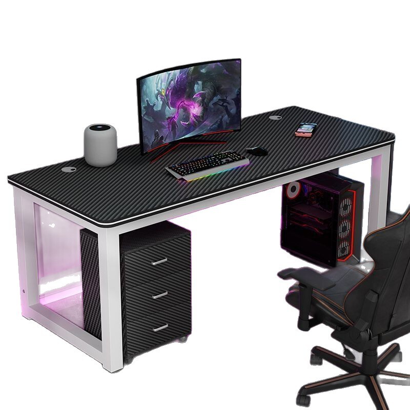 ファントムブラックウォリアーゲーミングテーブル、通し穴付き、シンプルでモダンなコンピューターテーブル、ホームレンタルルーム、寝室、オフィステーブル|undefined