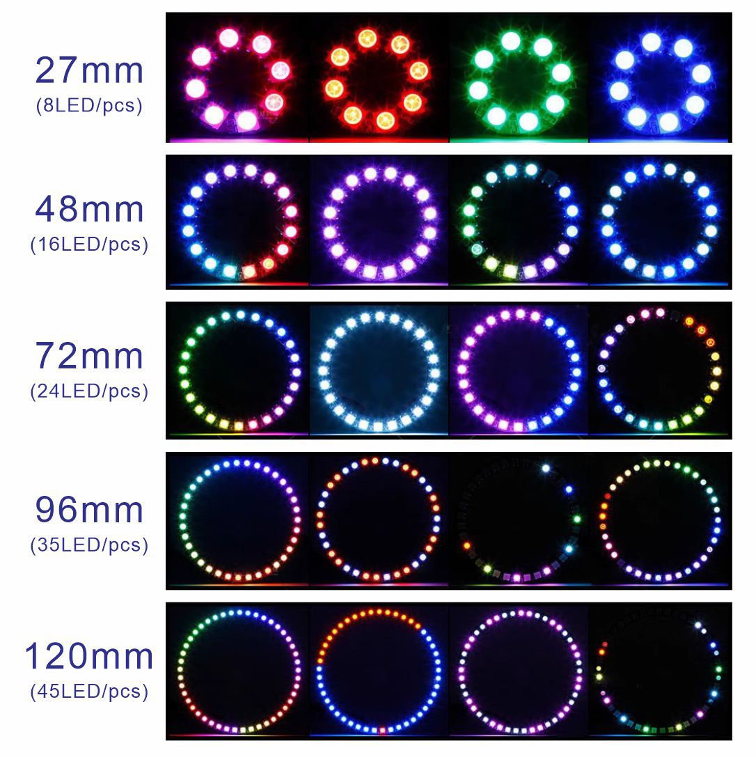 5V Ws2812 Full-Color Angel Eye Ring Light 5050Rgb Car Decorative Light Strip Running Lights Atmosphere Light