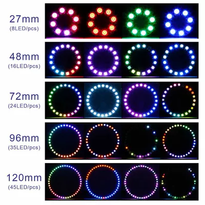 5V Ws2812 Full-Color Angel Eye Ring Light 5050Rgb Car Decorative Light Strip Running Lights Atmosphere Light (Other lights) - dc5v-27mm-8-lights