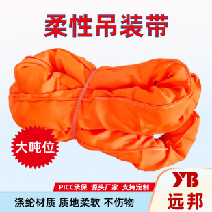 Large Ton 100 Ton Flexible Sling with Eye and Binaural Polyester Manufacturer Industrial Lifting Sling Wholesale Round