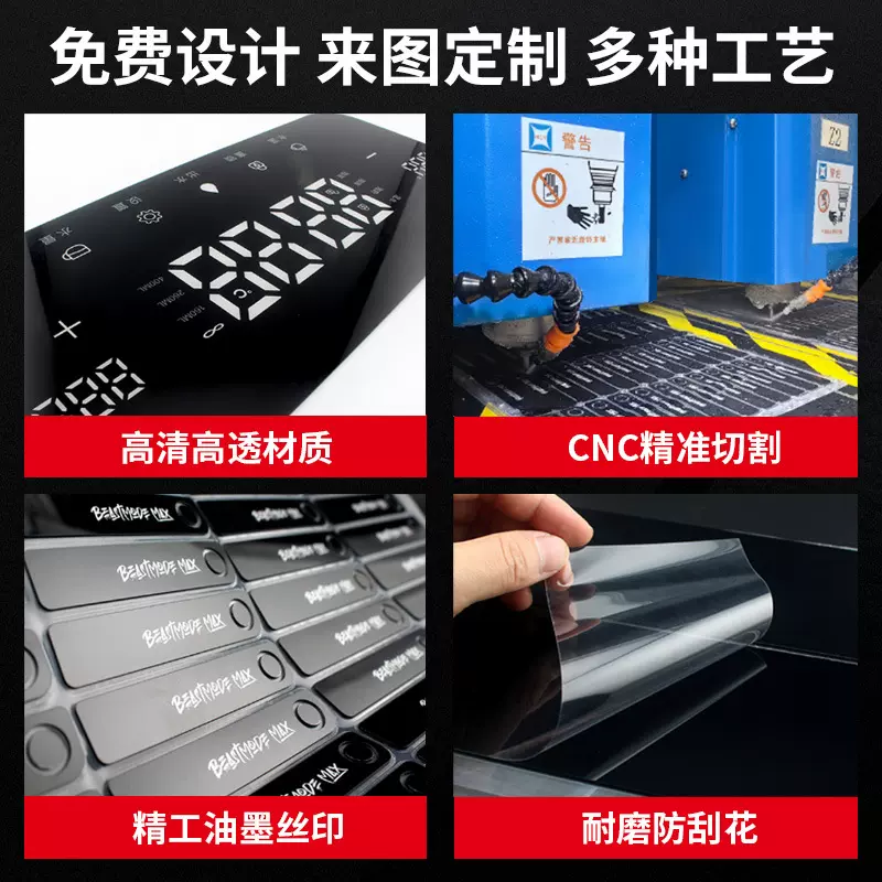 丝印印刷PC透明视窗镜片PMMA亚克力装饰面板PVC触控PET扩散高透