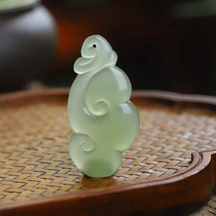 Hotan Jade Supply Chain Natural Xinjiang Hotan Jade Qinghai Material Old Material Fine Water Color Jade Ruyi Pendant with Certificate