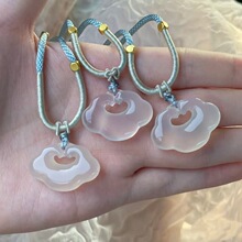 天然玉髓如意祥云锁项链高冰玉髓平安锁吊坠古风送女友闺蜜礼物