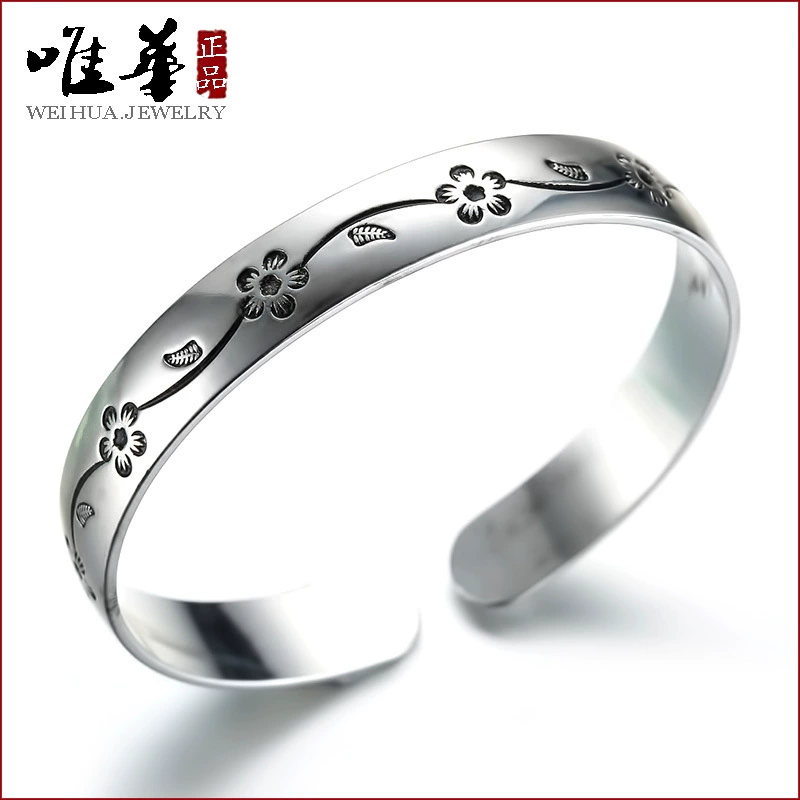 唯华 Fashionable silver retro silver bracelet, women's style, direct factory sales, wholesale