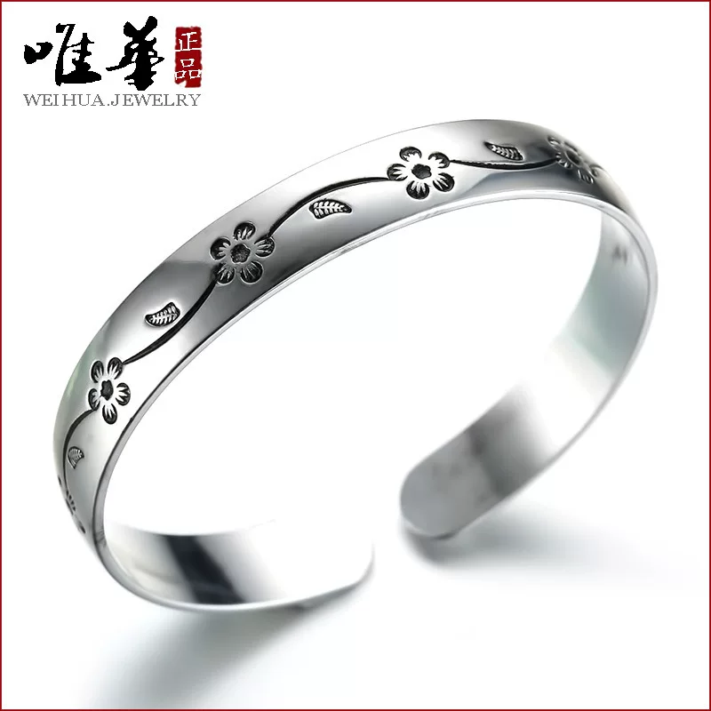 唯华 Fashionable silver retro silver bracelet, women's style, direct factory sales, wholesale