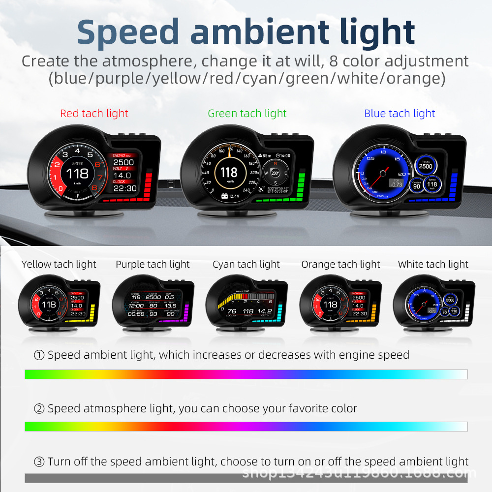F15 coche modificado instrumento obd HUD head-up pantalla GPS medidor velocidad velocidad velocidad temperatura del agua consumo de combustible reloj turbina de temperatura del aceite