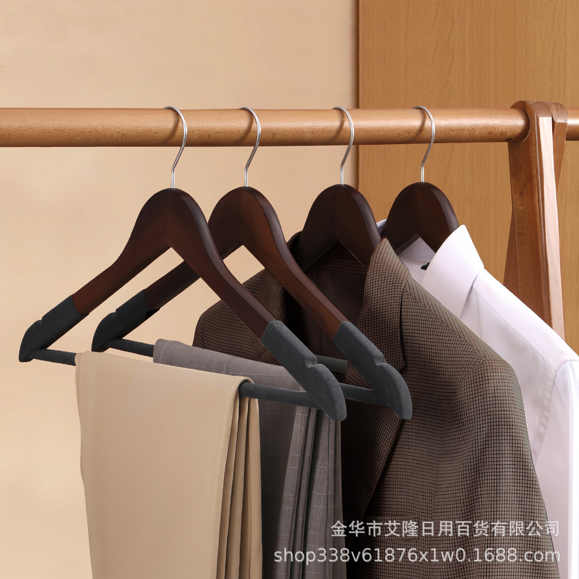 Percha de ropa de madera maciza antideslizante sin marcas para colgar ropa doméstica estante de ropa de madera armario tienda de ropa