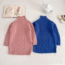 外贸童装厂女童针织2024新款儿童套头打底针织衫韩版毛衣高领纯色