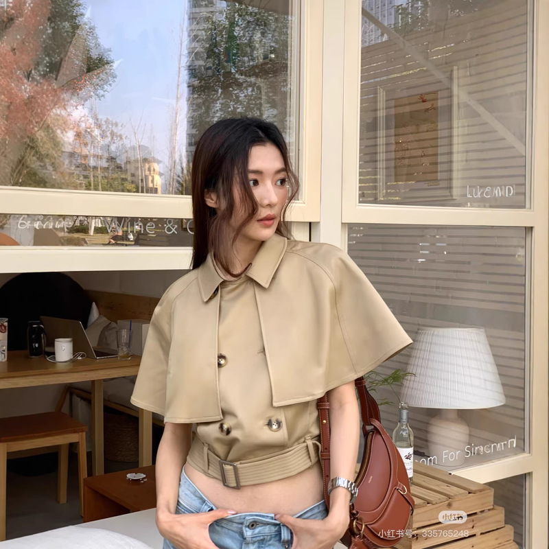 Zhanzhan's Same Style "Yuppie" Detachable Cape Trench Coat Jacket Khaki/Navy Blue Zhanzhan's Same Style "Yuppie" Detachable Cape Trench Coat Jacket Khaki/Navy Blue