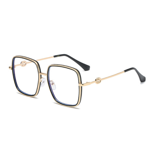 2024 new fashion anti-blue light glasses, square frame flat glasses, wear with concave shape to look slim without makeup