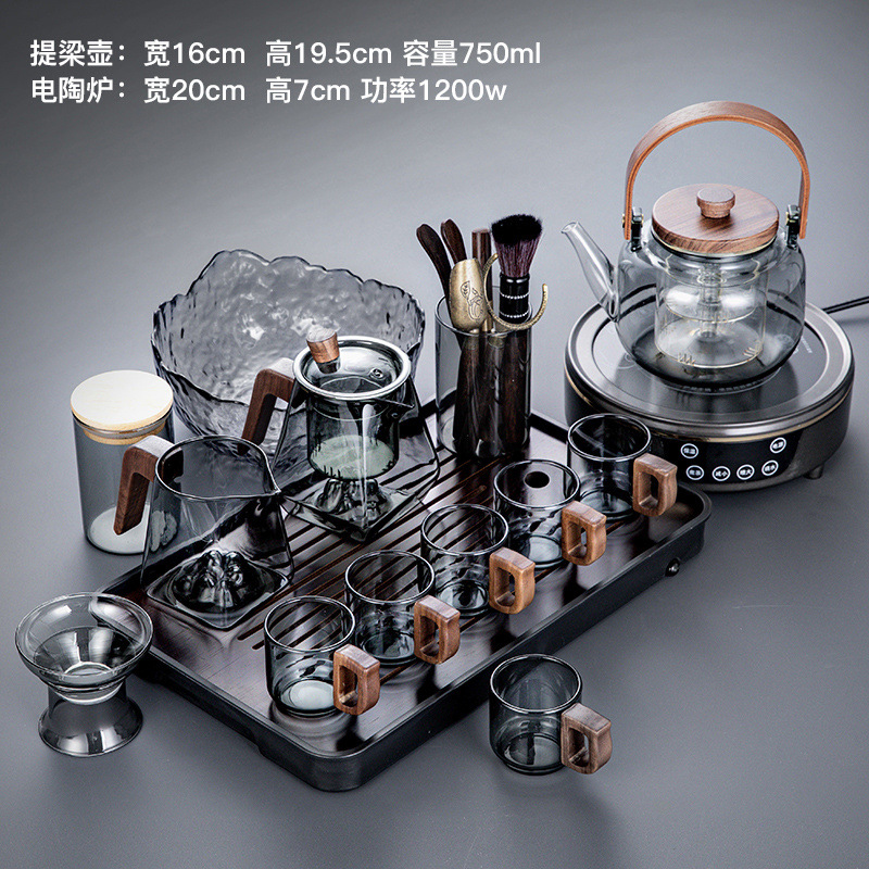 15개의 머리 재 관찰 산 나무 컵 다도 항아리 세척 검은 접시 검은 고전적인 용광로 리프팅 빔