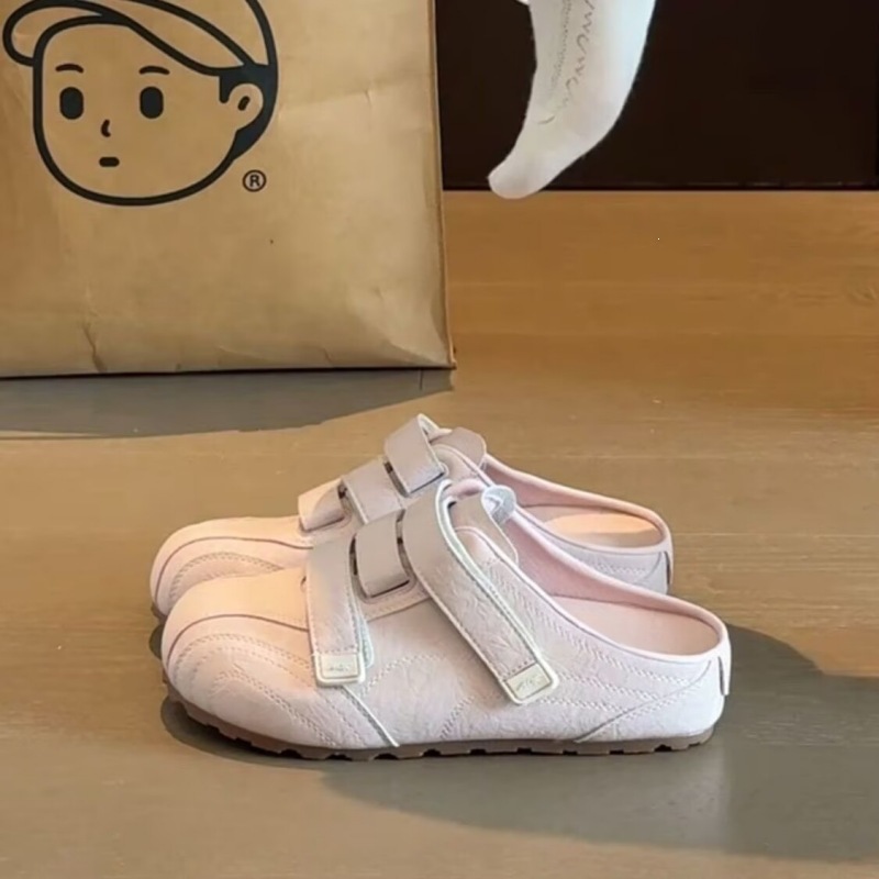 Zapatos de botellas de suela gruesa, zapatillas de mitad de cabeza, zapatillas de verano para mujeres, 2026 nuevos zapatos blancos de un solo pie retro image 3