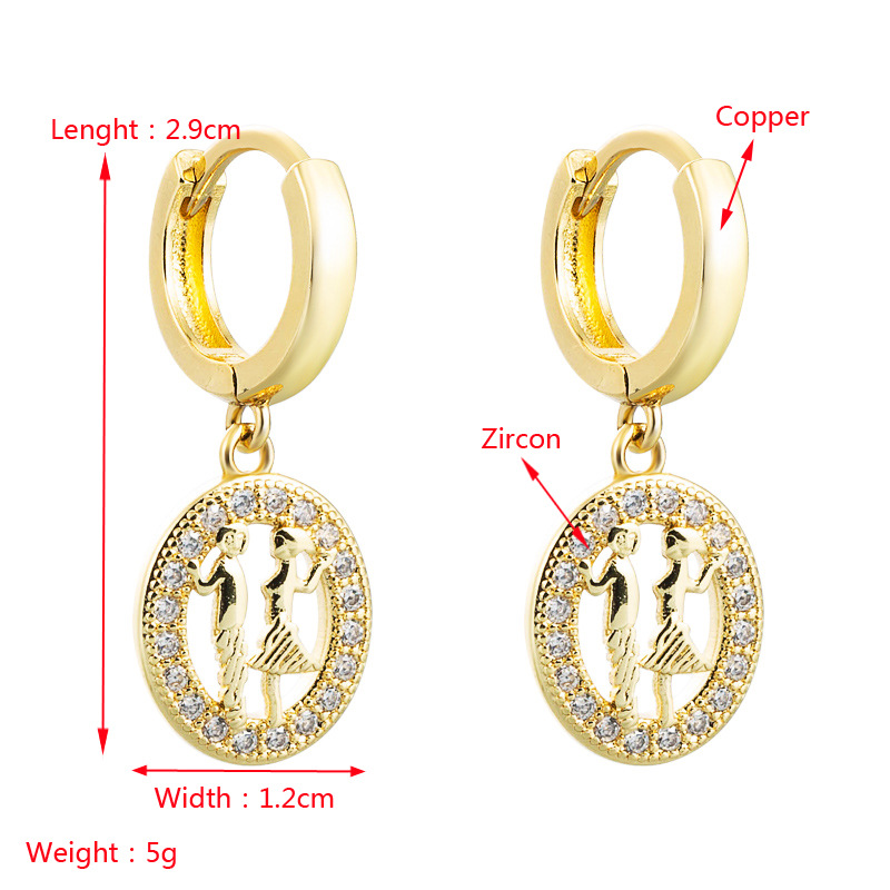 Wholesale Hollow Mermaid Penguin Copper Gold-plated Earrings Nihaojewelry display picture 1