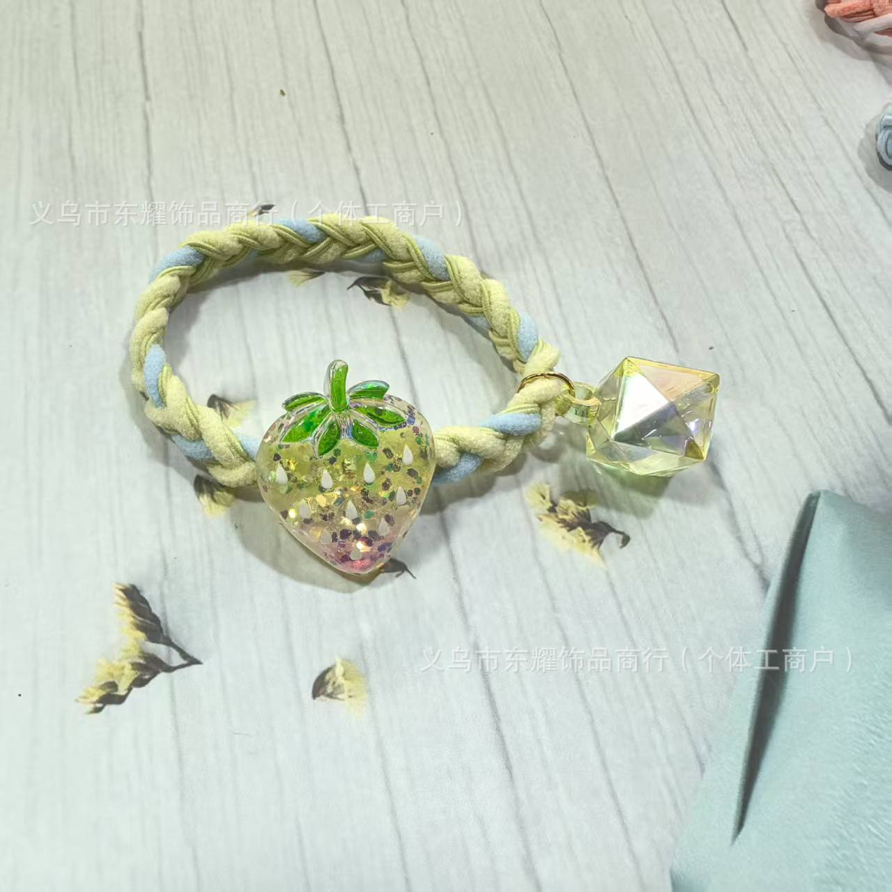 노란 딸기 머리끈