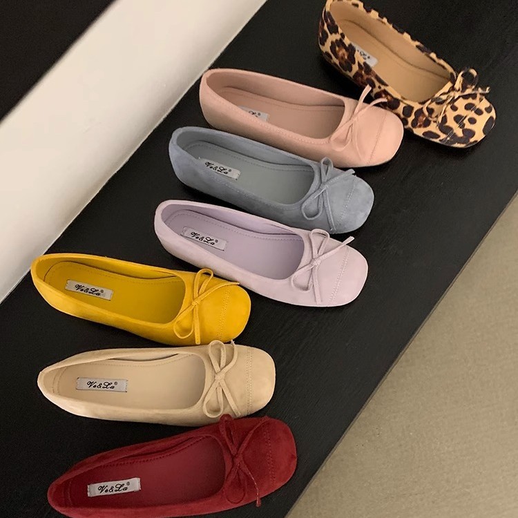 Zapatos planos bowknot francés zapatos individuales rojos zapatos de mujer zapatillas de ballet primavera suela suave zapatos de todo fósforo zapatos de leche