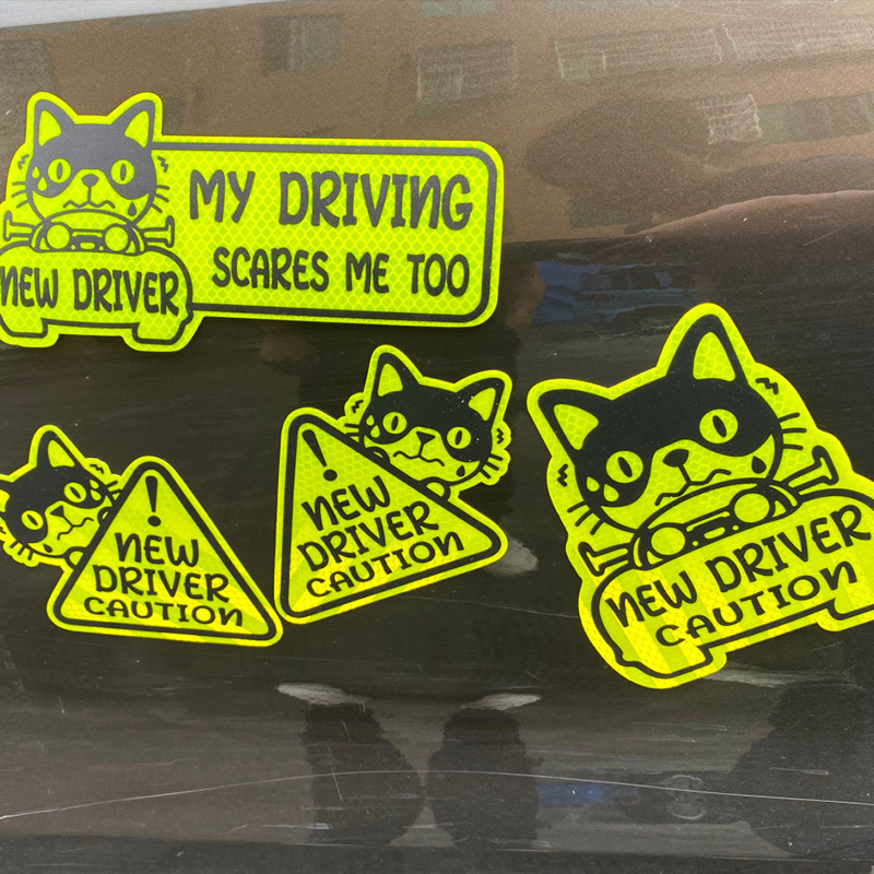 ESTUDIANTE NUEVO CONDUCTOR PRECAUCIÓN pegatinas de coches magnéticos Amazon dibujos animados novato CONDUCTOR pegatinas de coche reflectantes