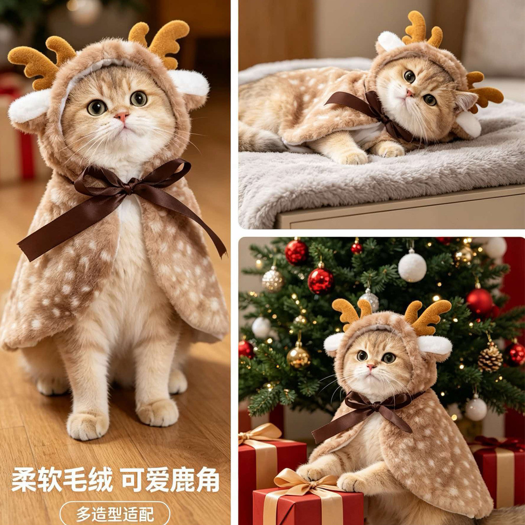 Christmas Pet Costumes, Elk Capes, Cloaks, Universal Clothes for Dogs and Cats, Transformation Outfits, Hats, Accessories, Christmas